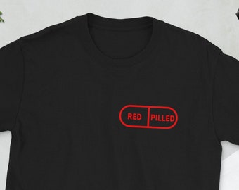 Shirt rode pil, T-shirt rood pilled, Matrix-shirt, Conspiracy-shirt, shirt rechts, shirt conservatief