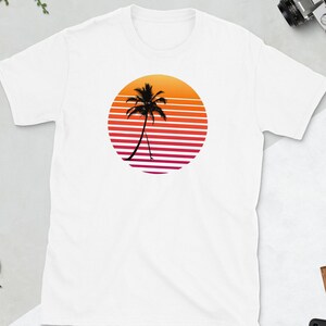 Retro Surfing Shirt, Vintage Sunset T-Shirt, Palm Tree Shirt, Summer Shirt, Surf Board T-Shirt, Retro Summer T-Shirt
