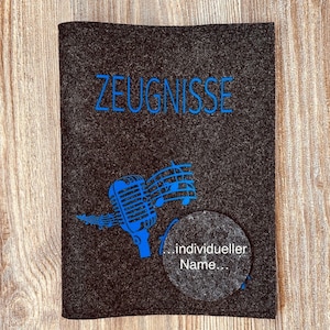 Zeugnismappe aus Filz, personalisiert, Mädchen und Jungen, mit Sichtbuch 20Folien, Unikat, Schulanfang, Einschulung, Geschenk