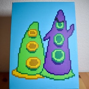 Day of the Tentacle (Various, 1993) - Green & Purple Tentacle Original Acrylic Painting Print