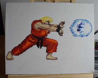 Street Fighter 2 (Various, 1991) - Ken Original Arcylic Painting on Canvas (10&quot; x 8&quot;)