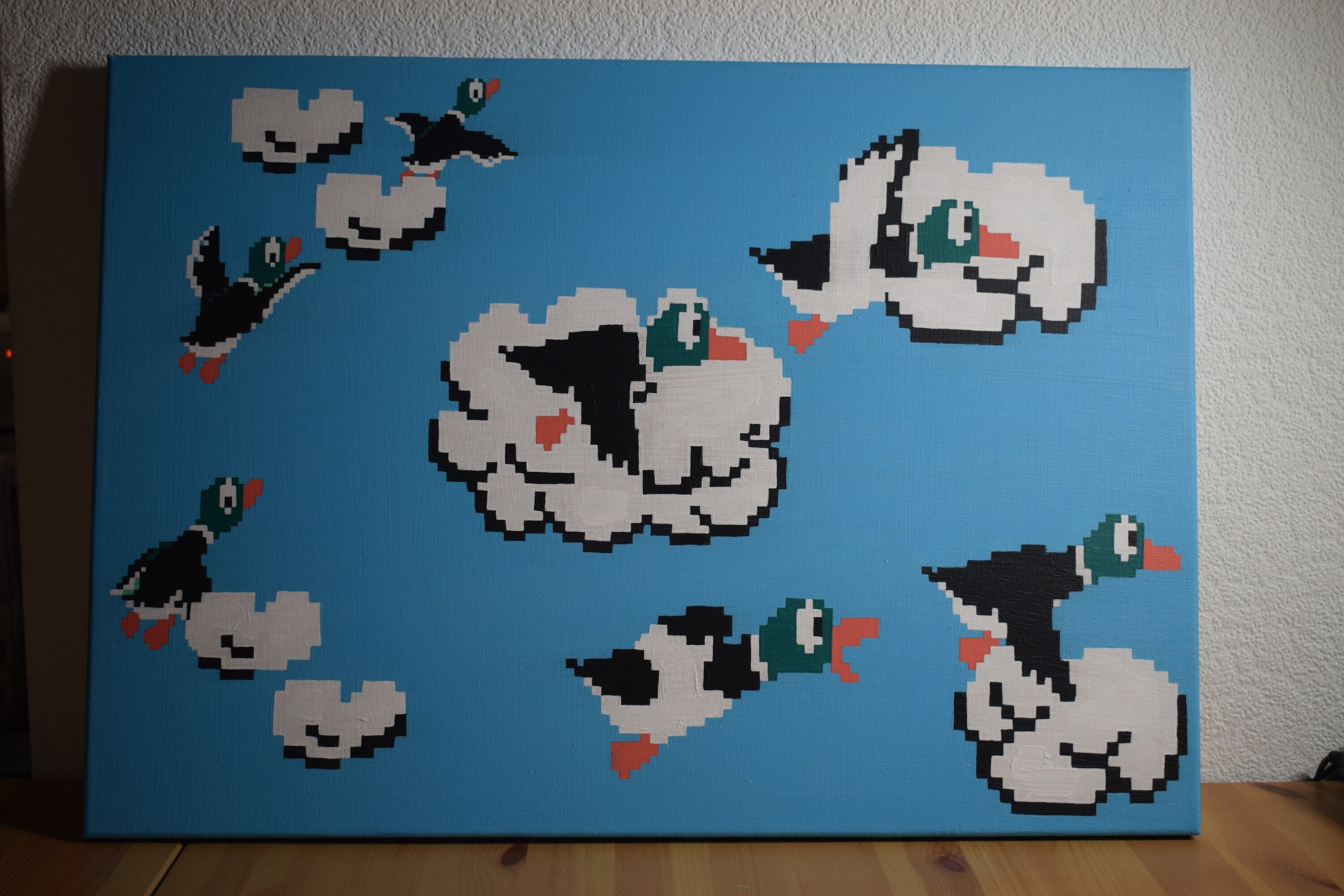 Duck Hunt (NES, 1984) - Original Acrylic Painting Canvas (A2 - 16 1/2 x 23 3/8")