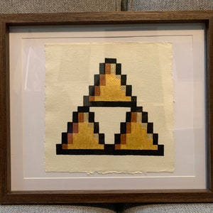 Legend of Zelda Triforce (Nintendo) - Original Metallic Acrylic Painting on Framed Cotton Paper (A4 or A3)