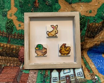 Stardew Valley (Various, 2016) - Little Guys Collection - Chicken, Duck and Rabbit Original Arcylic Paintings Set on Canvas&#39; (9&quot; x 9&quot;)