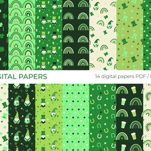 St Patrick&#39;s Day Digital Paper / St Patrick&#39;s Gnome Digital Paper / St Patrick&#39;s Day Backgrounds  / Digital Papers Pack