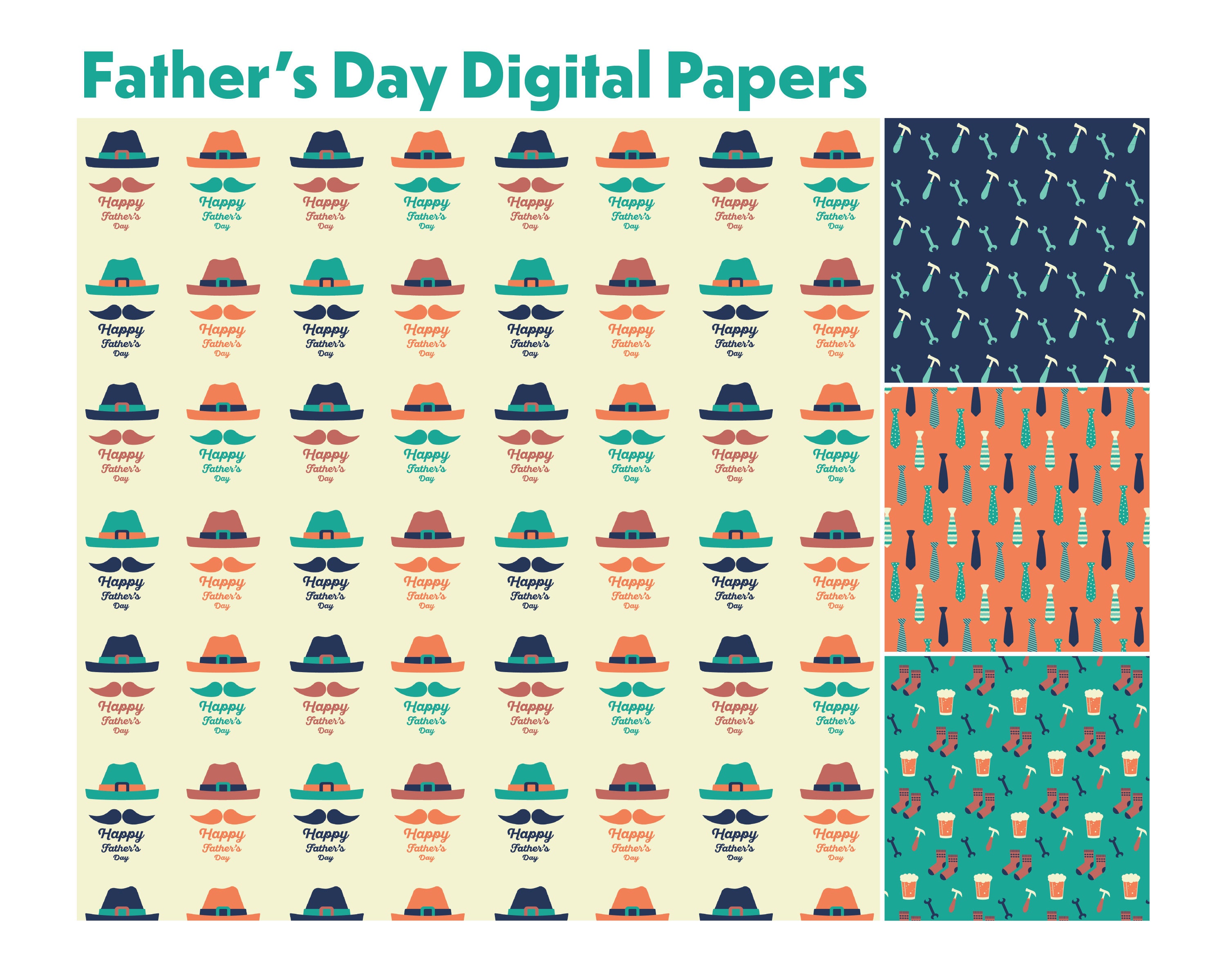 Father's Day Digital Paper Set, Dad Patterns (PDF, PNG) - Etsy