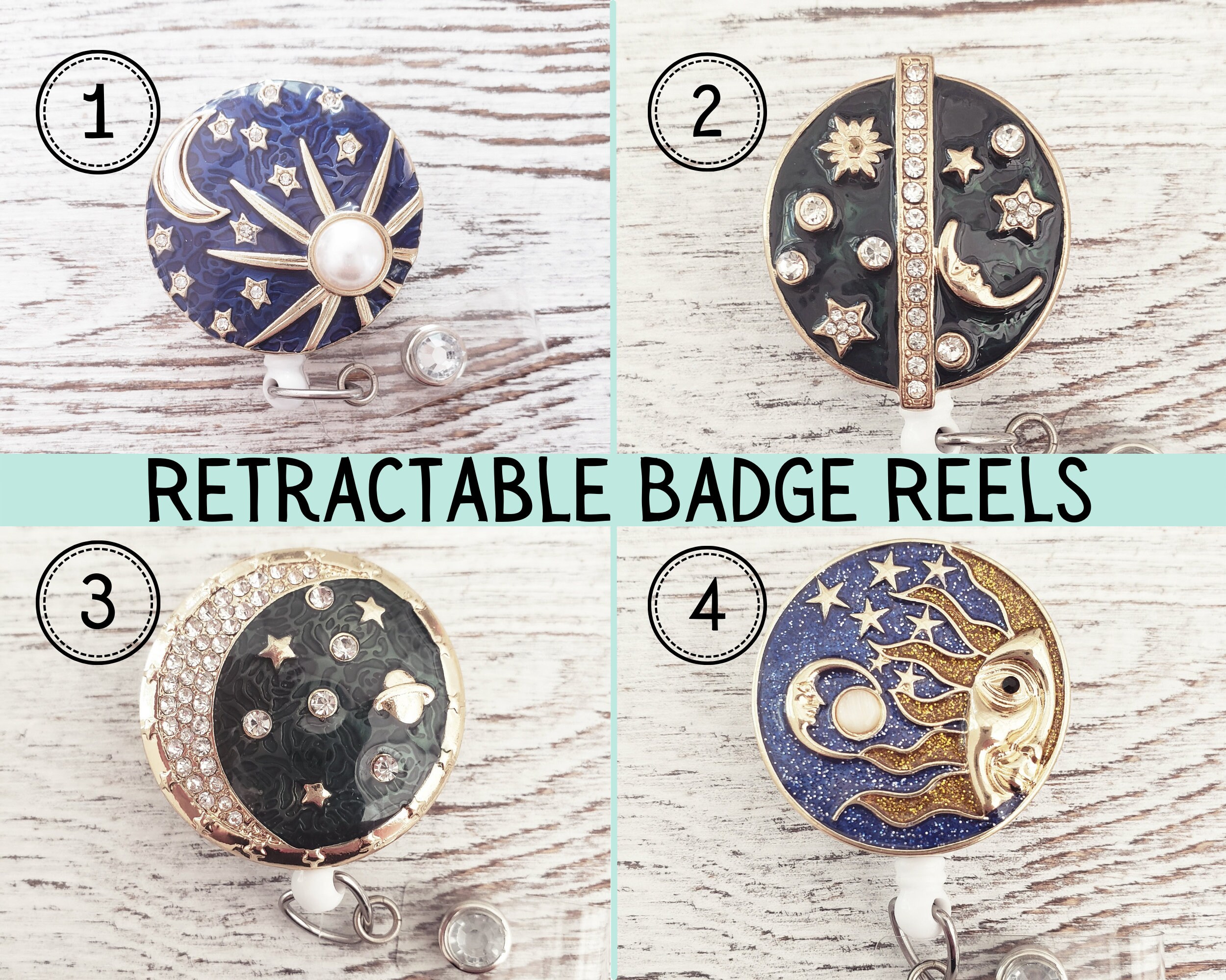 Custom Moon Badge Reel As Seen From Planet Earth Retractable ID Name Holder 