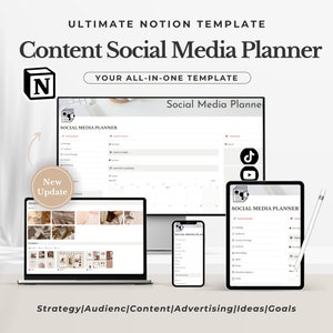 Ultimate Notion Content Planner, Social Media Planner, Notion Template, Notion, Digital Content creator Planner, Social Media Calendar