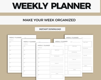 Printable Weekly Planner, Weekly Planner Printable To Do List,Minimal Planner,
