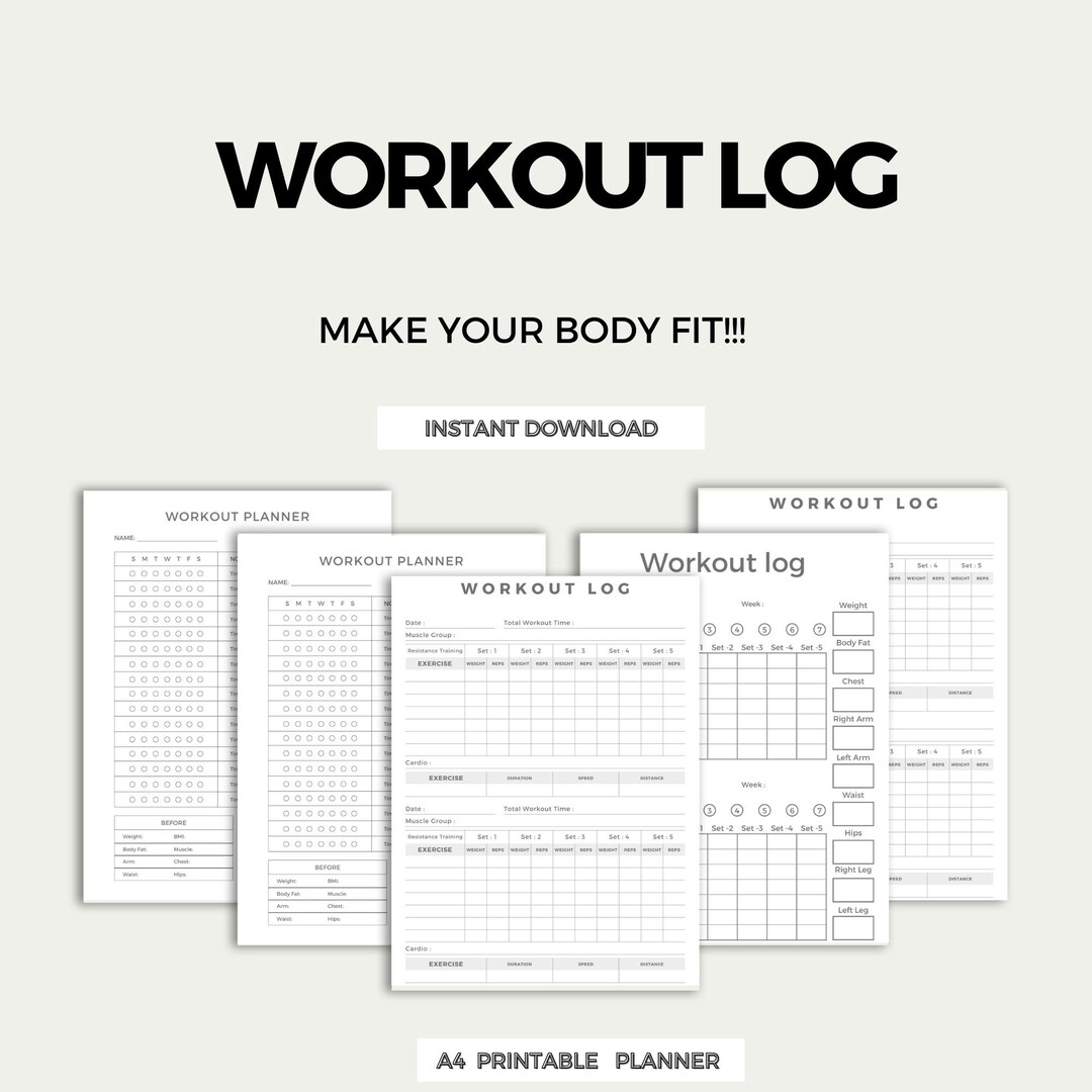 Workout Log Planner Page, Daily Workout Log, Exercise Planner, Exercise ...