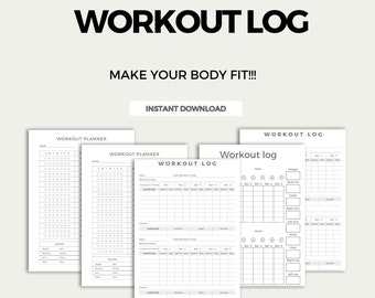 Workout Log Planner Page, Daily Workout Log, Exercise Planner, Exercise Log, Fitness Planner Printable,workout schedule,