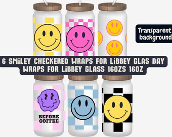 Checkered Smiley Face 16oz Beer Can Wrap SVG Bundle (Digital Download)