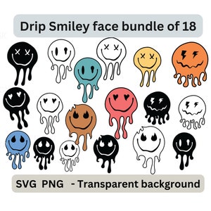 Smiley Bundle, Smiley svg, SVG Bundle, Smiley Bundle, Emoji, Smiley, tropfende Smiley, schmelzender Smiley, karierter Smiley, png