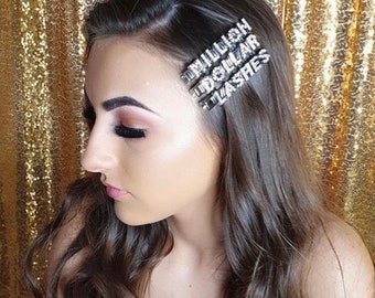 Personalised custom diamante concert name word hair clips