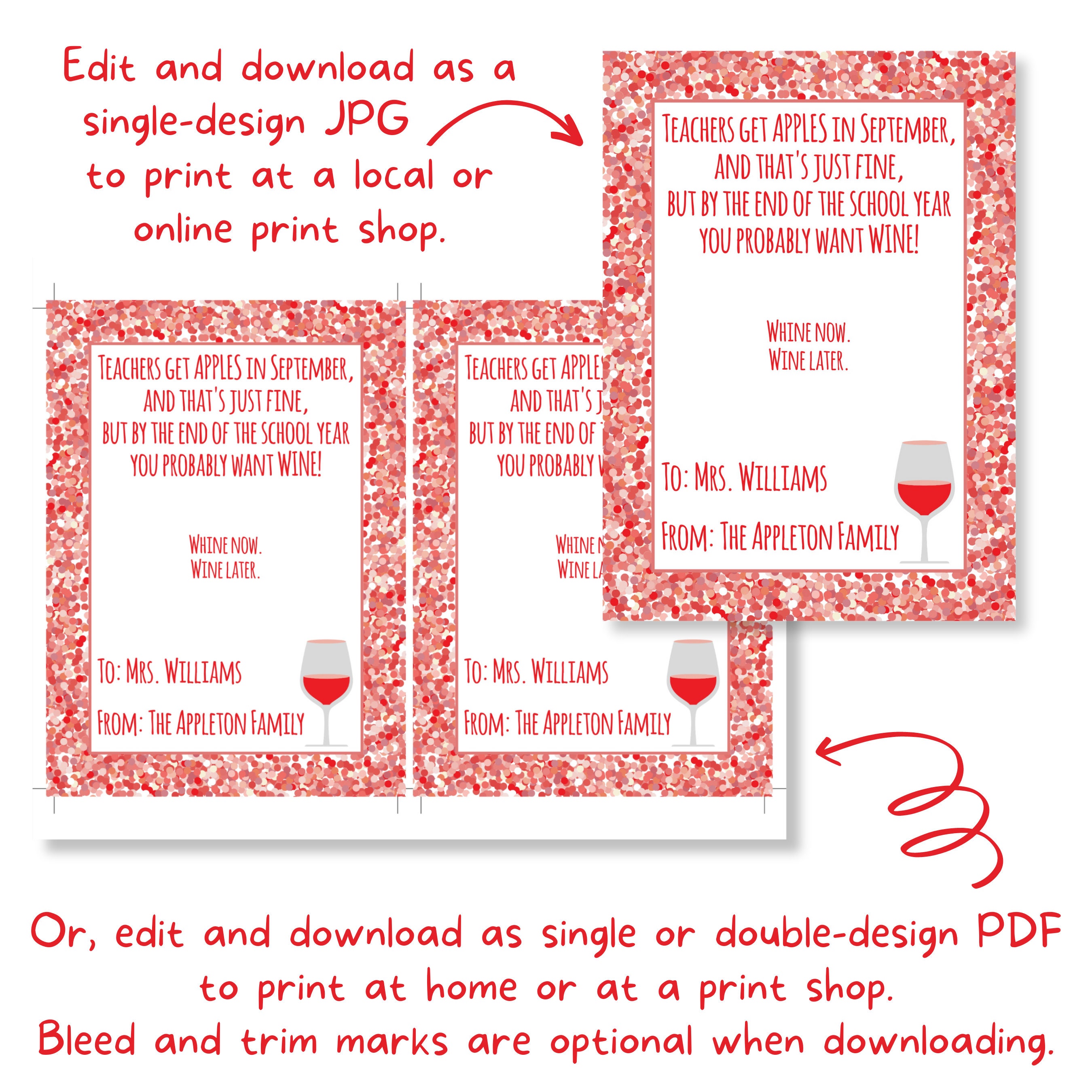 Wine Store Gift Card Holder for Teacher Appreciation Week Liquor Store