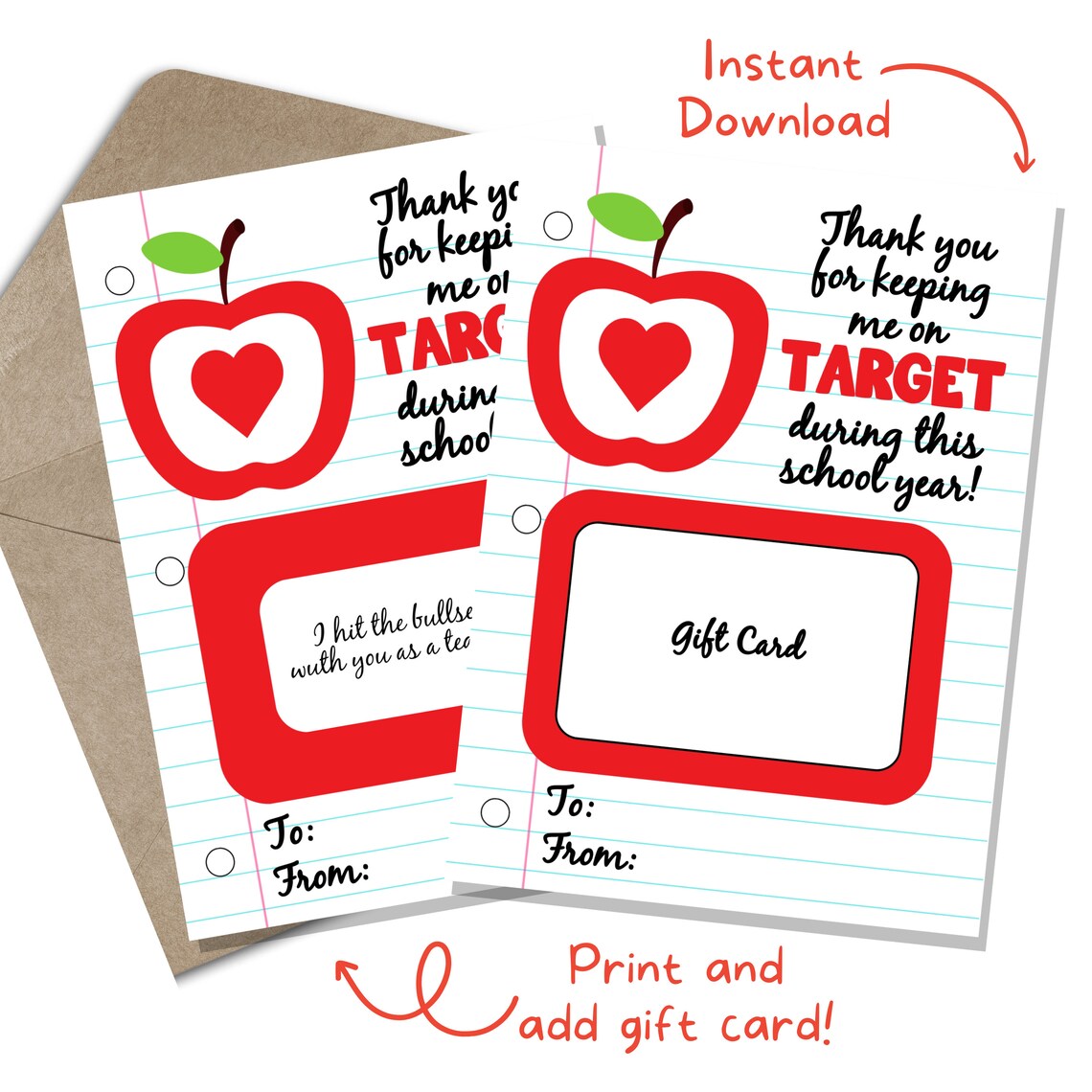 On Target Teacher Gift Card Holder Teacher Appreciation Week School