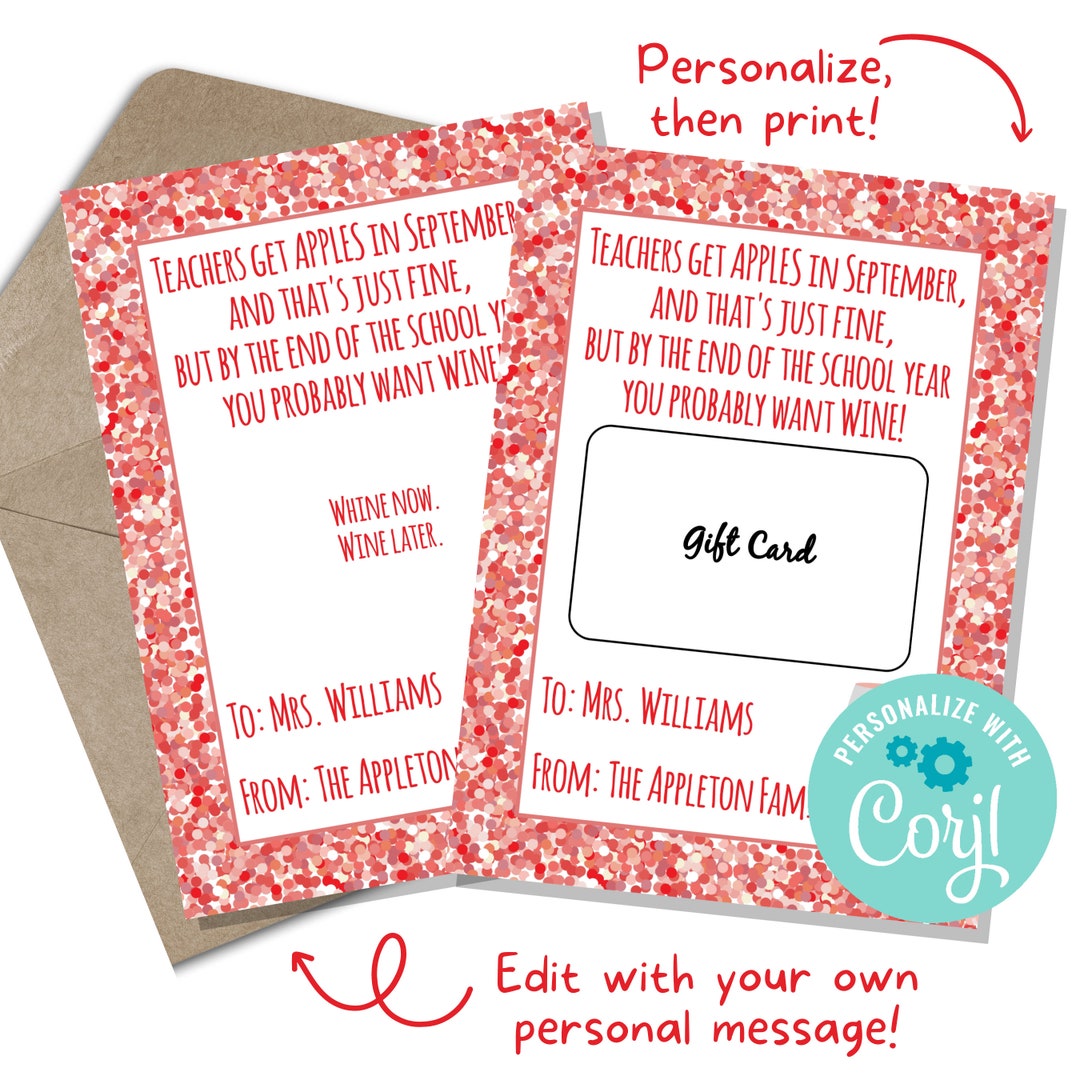 Wine Store Gift Card Holder for Teacher Appreciation Week Liquor Store