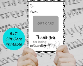 PRINTABLE Music Teacher Thank You Card -- Printable Music Teacher Gift ...