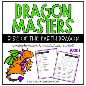 May include: A printable book titled "Dragon Masters: Rise of the Earth Dragon" with a green and black dragon illustration. The book includes comprehension and vocabulary activities for children.