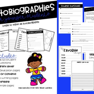 Autobiographies for Younger Students / Writing / Homeschool / Write an autobiography / Elementary Student