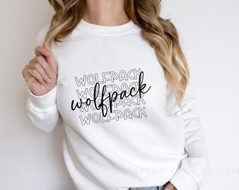 Wolfpacks Svg, Descarga digital, Día del juego Svg, Mascota del equipo Svg, Wolfpacks Mascota Svg, Cricut, Espíritu escolar Svg, Deportes svg, Silueta