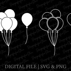 Balloons Svg, Digital Download, Birthday Balloon Svg, Ballon Bunch Png, Balloon Set Png, Hot Air Balloons Svg, Silhouette, Svg Cut File