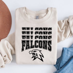 Falcons Stacked Maskottchen Svg, Digital Download, Team Maskottchen Svg, Falken Maskottchen Svg, Game Day Svg, Schule Svg, Sport Svg, Silhouette