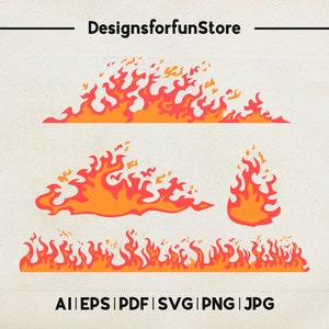 Flames Svg, Digital Download, Fire Svg, Wall of Fire Svg, Silhouette, Flame Cut File, Commercial Use, Cricut Flames Svg, Svg Cut File