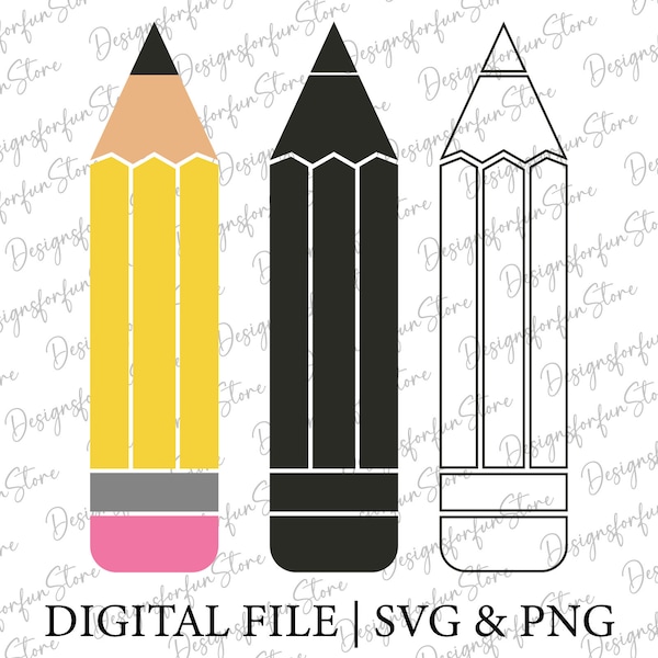 Pencil Svg, Digital Download, School Pencil Svg, Silhouette, School Svg, Back to School Svg, Educator Svg, Teacher Svg, Cricut, Svg Cut File