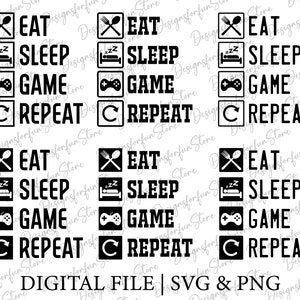 Eat Sleep Game Repeat SVG, Lustige Gaming Zitate, Digitaler Download, Videospiel Spieler svg, Gamer Spruch Svg, Silhouette, Cricut, Svg Plotterdatei