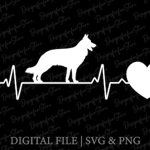 Dog German Shepherd Heartbeat Svg, Digital Download, Dog Svg, Heartbeat Svg, German Shepherd Svg, Silhouette, Commercial Use, Svg Cut File