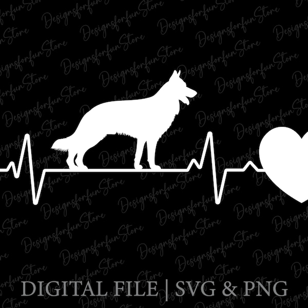 Dog German Shepherd Heartbeat Svg, Digital Download, Dog Svg, Heartbeat Svg, German Shepherd Svg, Silhouette, Commercial Use, Svg Cut File