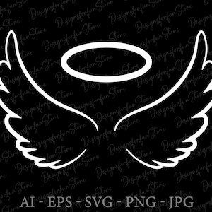 Angels Wings Svg, Halo Svg, Digital Download, Angel Svg, Wings Svg, Cricut, Memory Angel Wings Svg, Wedding Svg, Sublimation Download