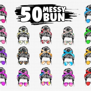 Messy Bun Tie Dye Sublimatie Bundel Png, Digitale Download, Messy Hair Png, Messy Bun Mom Life Png, Momlife Bundel Png, Sublimatie Design