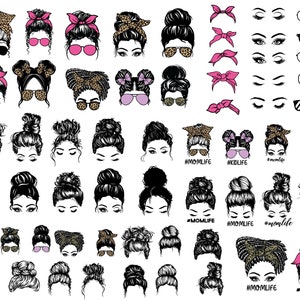 Messy Bun With Glasses Png, Momlife Svg, Digital Download, Messy Bun Classy Svg, Mom Skull Png, Messy Bun Png Bundle, Silhouette, Cut File