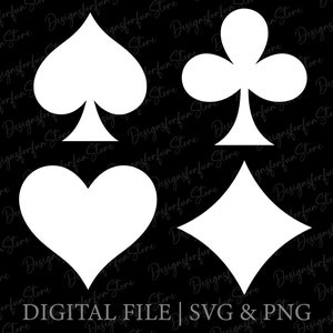 Card Suits Svg, Digital Download, Playing Cards Svg, Poker Svg, Card Symbols Svg, Silhouette, Heart Svg, Spade Svg, Diamond Svg, Cut File