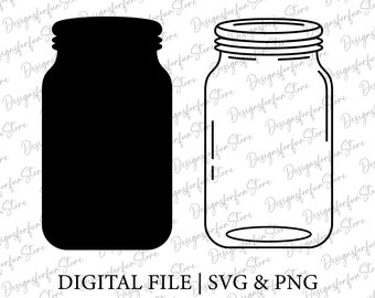 Mason Jar Svg, Descarga digital, Glass Jar Svg, Jar Svg, Mason Jar Cut File, Silhouette, Mason Jar Png, Glass Jar Cricut, Svg Cut File