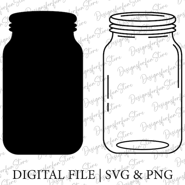 Mason Jar Svg, Digital Download, Glass Jar Svg, Jar Svg, Mason Jar Cut File, Silhouette, Mason Jar Png, Glass Jar Cricut, Svg Cut File