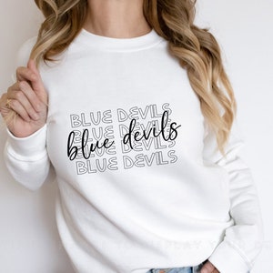 Blue Devils Svg, Descarga digital, Día del juego Svg, Mascota del equipo Svg, Mascota Blue Devils Svg, Cricut, Espíritu escolar Svg, Deportes Svg, Silueta