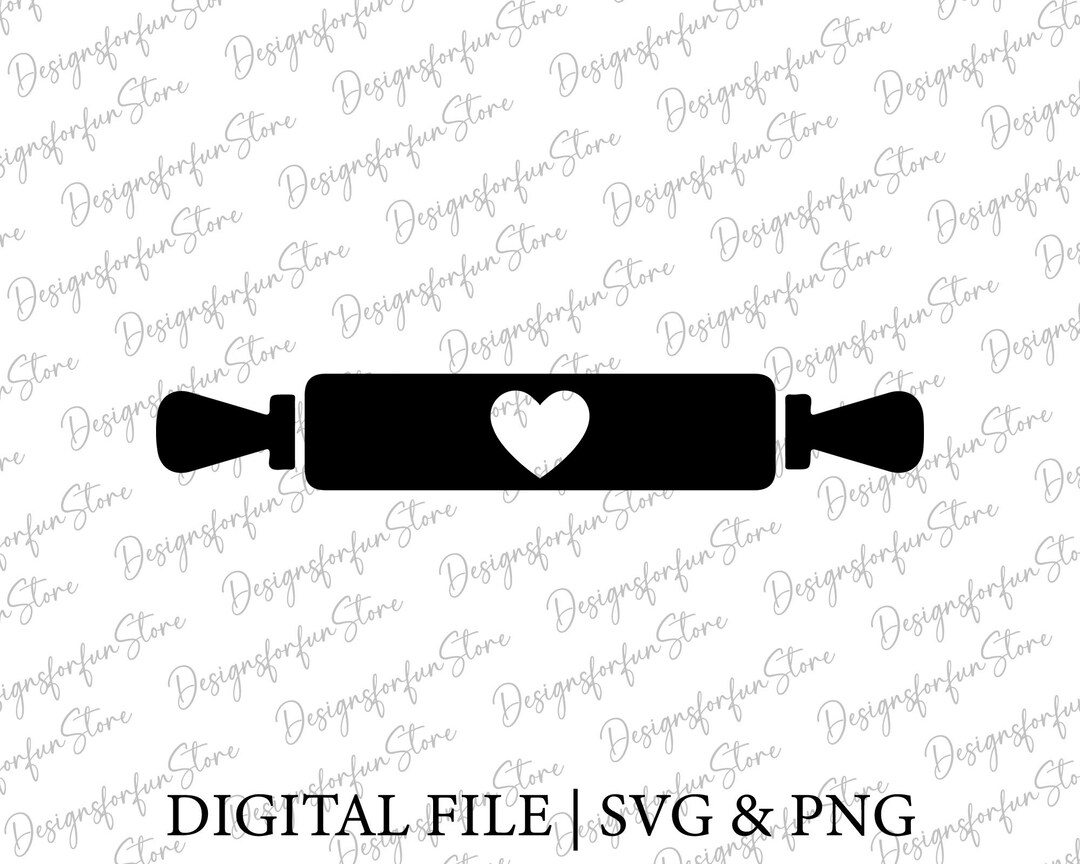 Rolling Pin With Heart, Baking Svg, Rolling Pin Svg, Silhouette