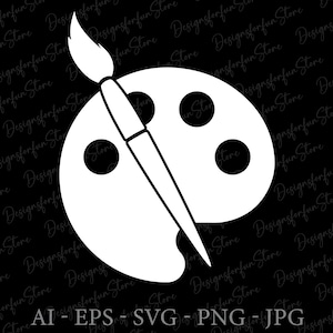 Art Svg, Digital Download, Paint Palette Svg, Paint Brush Svg, Silhouette, Drawing Sign Svg, Artist Logo Svg, painter Svg, Svg Cut File