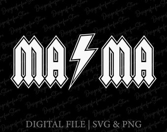 ACDC Mama Svg, Mama Svg, Rocker Mom Svg, Descarga Digital, Rock and Roll Mama Svg, Silhouette, Cool Mom Vibes Svg, Cricut, Svg Cut File
