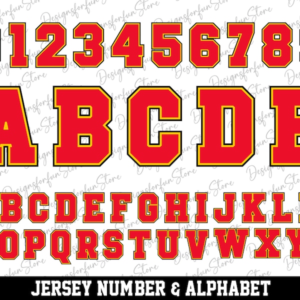 Red Gold Black Layers Font Svg, Jersey Numbers Svg, Alphabet Letter Svg, Fonts Svg, Digital Download, Sport Font Svg, Svg Cut File