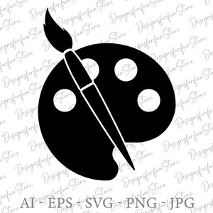 Art Svg, Digital Download, Paint Palette Svg, Paint Brush Svg ...