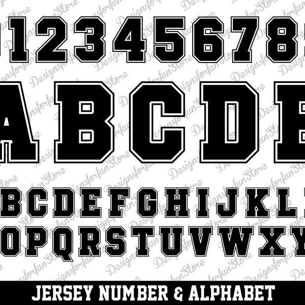 Black Bold With Outline Font Svg, Jersey Numbers Svg, Alphabet Letter Svg, Fonts Svg, Digital Download, Sport Font Letters Svg, Svg Cut File