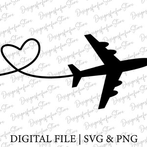 Airplane Heart Svg, Airplane Svg File, Travel Svg, Vacation Svg, Airplane Valentine, Love Travel Svg, Cut File for Cricut, Digital Download