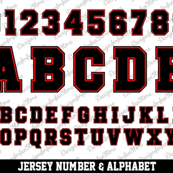 Black Layered on Red Font Svg, Jersey Numbers Svg, Alphabet Letter Svg, Fonts Svg, Digital Downloads, Sport Font Letters Svg, Svg Cut Files