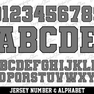 Bold Grey With Black Outline Svg, Jersey Numbers Svg, Alphabet Letter Svg, Fonts Svg, Digital Download, Sport Font Letters Svg, Svg Cut File