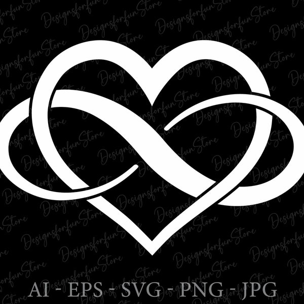 Infinity Heart Svg, Digital Download, Love Infinity Svg, Heart Svg, Svg Cut File, Valentine Svg, Infinity Heart Cutting Files, Silhouette