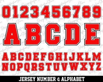 Red Layered on Black Fonts, Jersey Numbers Svg, Alphabet Letter Svg, Fonts Svg, Digital Download, Sport Font Letters Svg, Svg Cut File